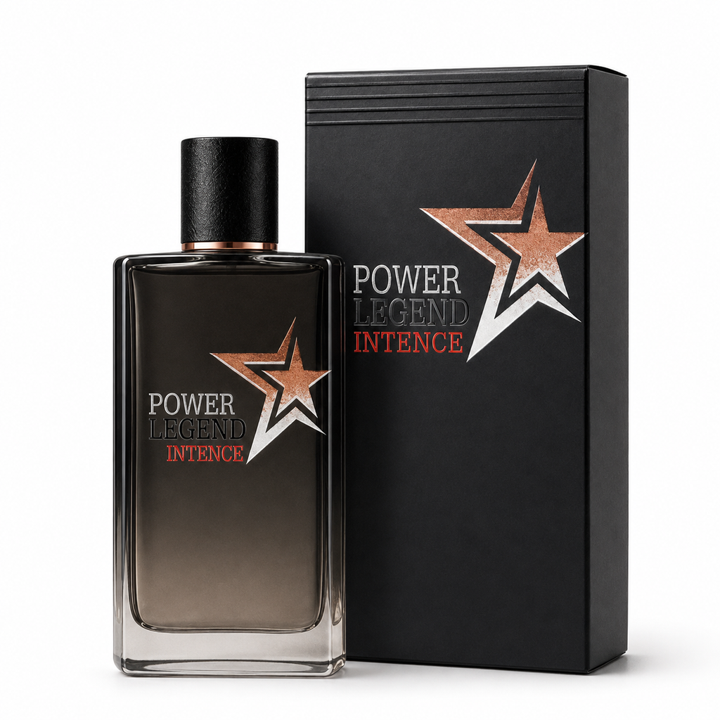 Power Legend Intense men's fragrance bottle with sleek design, featuring the Power Legend branding and a modern, stylish appearance.