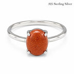 Sterling silver Carnelian gemstone ring size 9 by Republic Mercantile, featuring a vibrant orange-red oval cabochon gemstone.