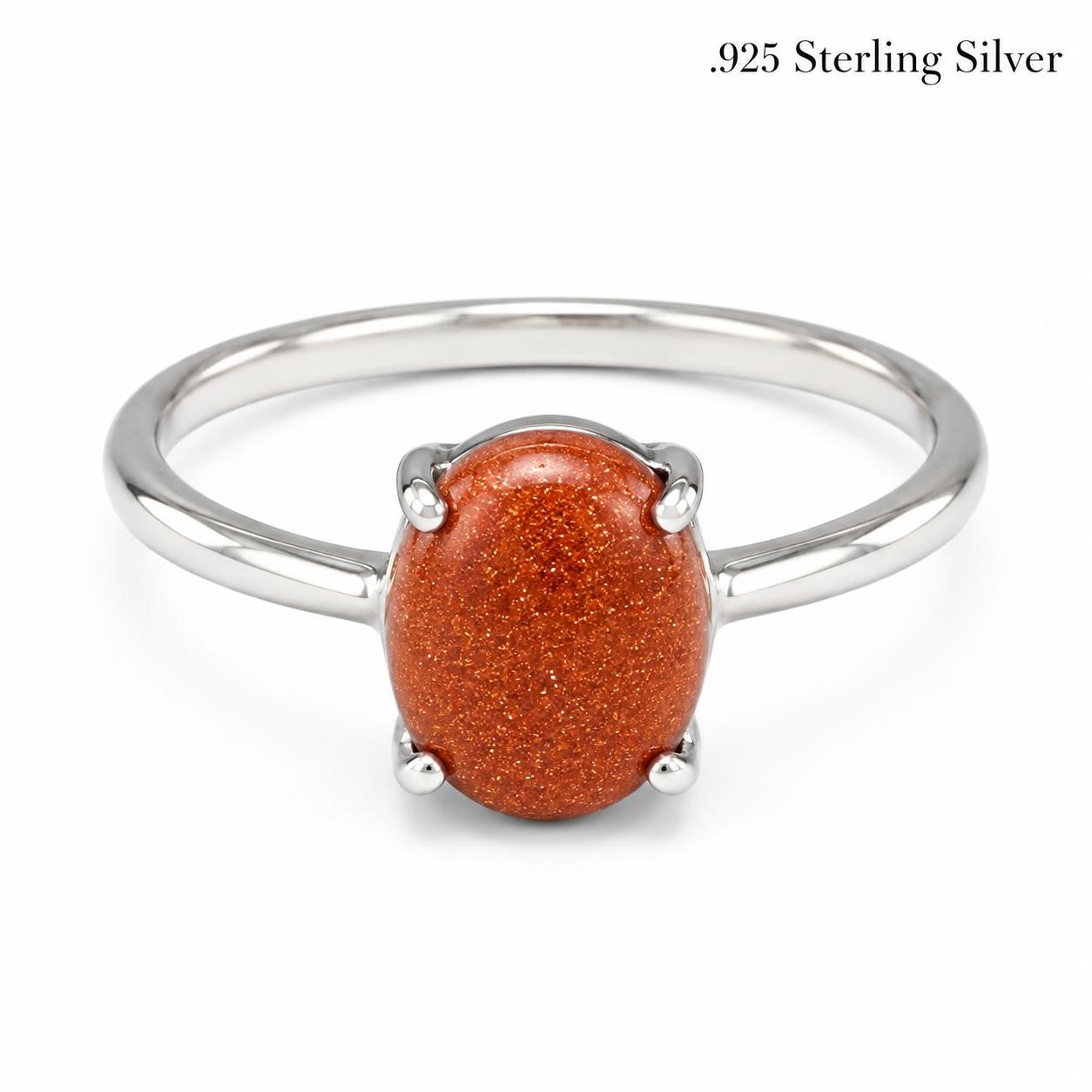 Sterling silver Carnelian gemstone ring size 9 by Republic Mercantile, featuring a vibrant orange-red oval cabochon gemstone.