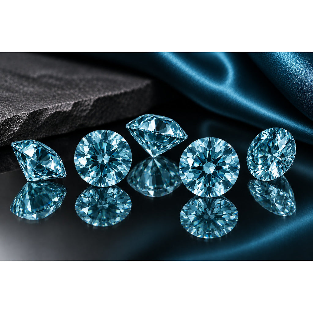 1ct Sea Blue Moissanite Round 6.5mm VVS1 Loose Gemstone GRA Card & Case Certified