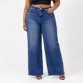 Eytino blue jeans in size 3XL with elastic waist and distressed, dirty-blue denim fabric, shown on a model or flat lay.