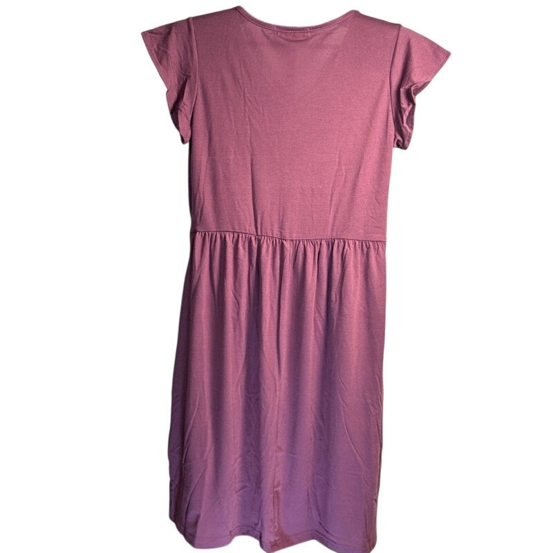 Fantaslook Short-Sleeve Button Dowwn Burgandy Dress Size S