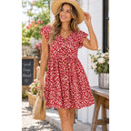 Fantaslook women's summer floral midi dress with V-neck, ruffle sleeves, and pockets, size L, perfect for warm weather.