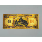 Set of seven gold foiled novelty notes featuring the 7 Wonders of the World, from Republic Mercantile, with intricate designs.