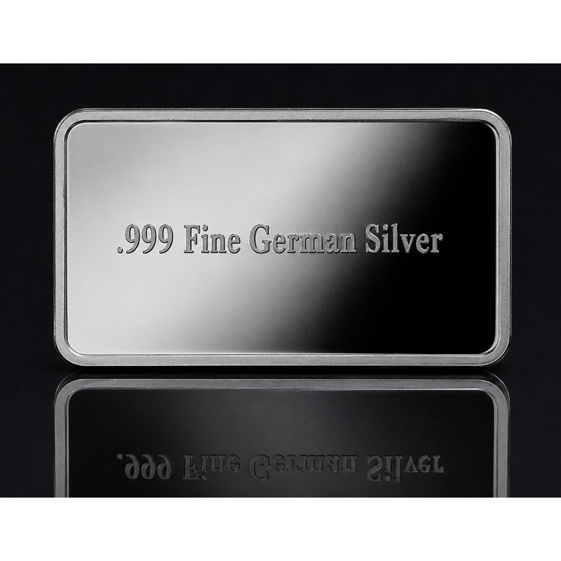 German silver collectible bar by CMC Mint, 1 Troy oz .999 fine alloy silver bar with detailed minting and design.