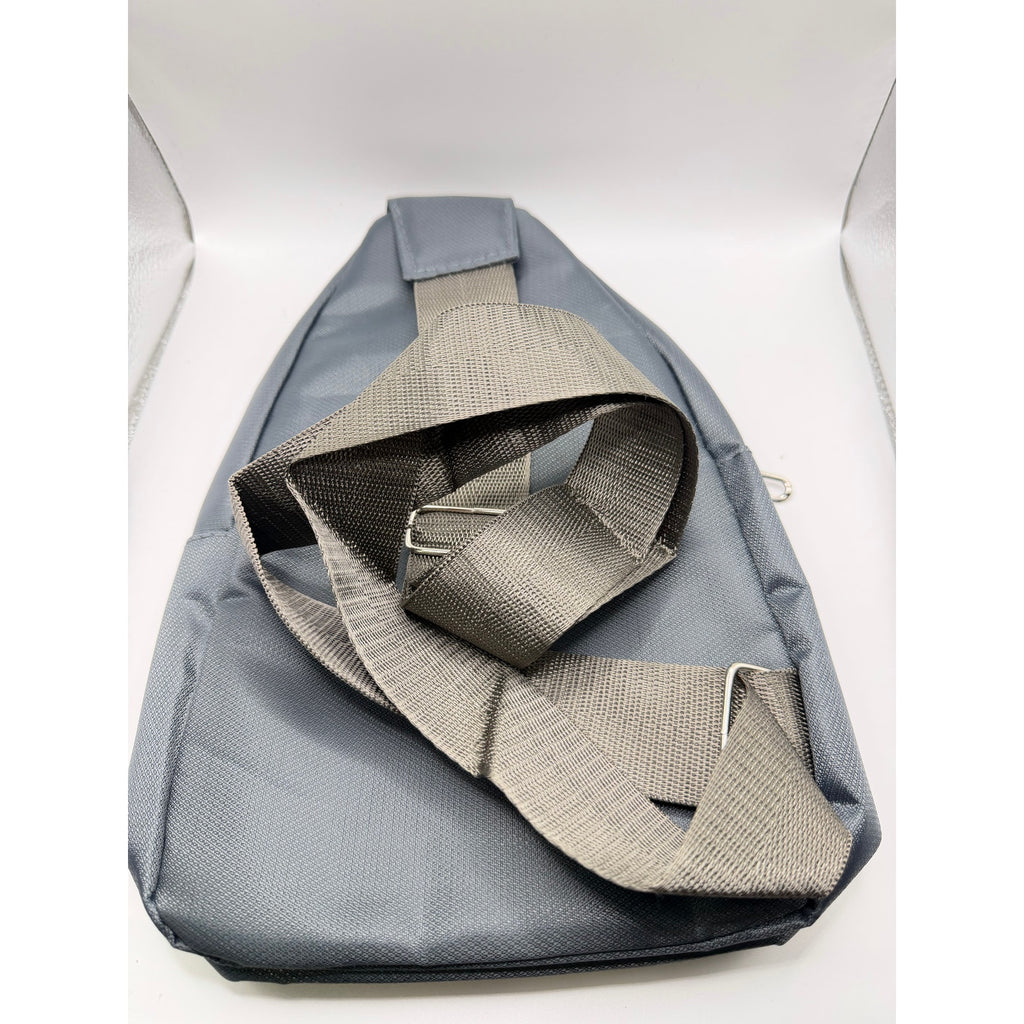 Gray Jingpin Daily single strap crossbody backpack with unisex design, featuring a compact, stylish look and adjustable strap.