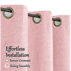 Baby pink nursery blackout curtains by Lajode, 52x84 inch two-panel grommet top window curtains with a soft pink fabric.