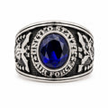 Men's US Air Force signet ring in red metal, size 11, featuring military insignia, from Republic Mercantile.