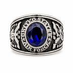 Men's US Air Force signet ring in red metal, size 11, featuring military insignia, from Republic Mercantile.