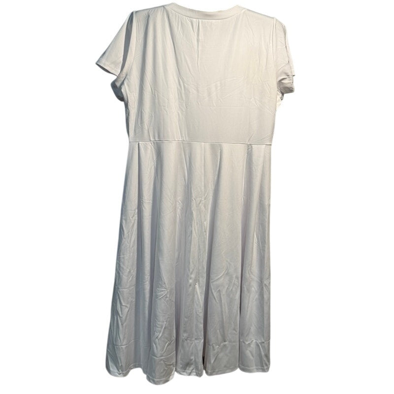 Jesdani women's white maxi dress with flutter sleeves, size 2XL, flowing fabric and elegant design for summer or special occasions.
