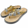 Bejeweled gold women's sandals by Republic Mercantile with sparkling bling, size US 9-9.5, featuring decorative straps and elegant style.