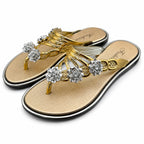Bejeweled gold women's sandals by Republic Mercantile with sparkling bling, size US 9-9.5, featuring decorative straps and elegant style.