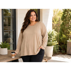 SUNBS Women's Long-Sleeve Carmel T-Shirt Size 2XL