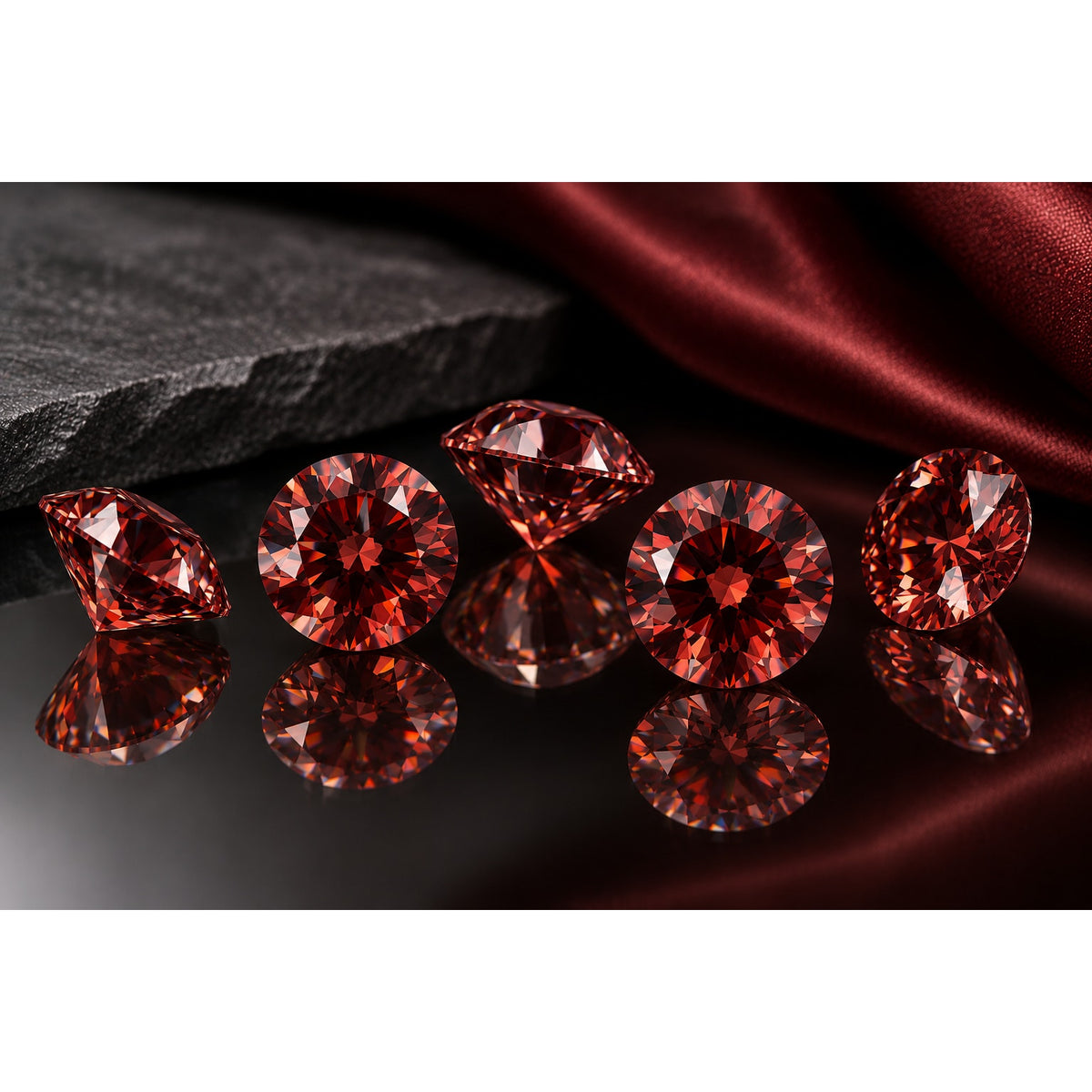 1CT Garnet Moissanite Round 6.5mm VVS1 Loose Gemstone GRA Card & Case Certified