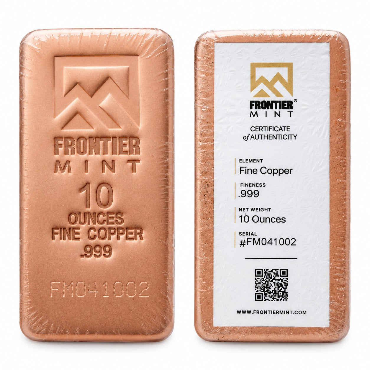 One 10 oz .999 Fine Copper Collectible Art Bar from Frontier Mint