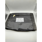 Black travel foldable tote bag measuring 13x16x4.5 inches by Nice Travel, shown folded and expanded for versatile carrying.