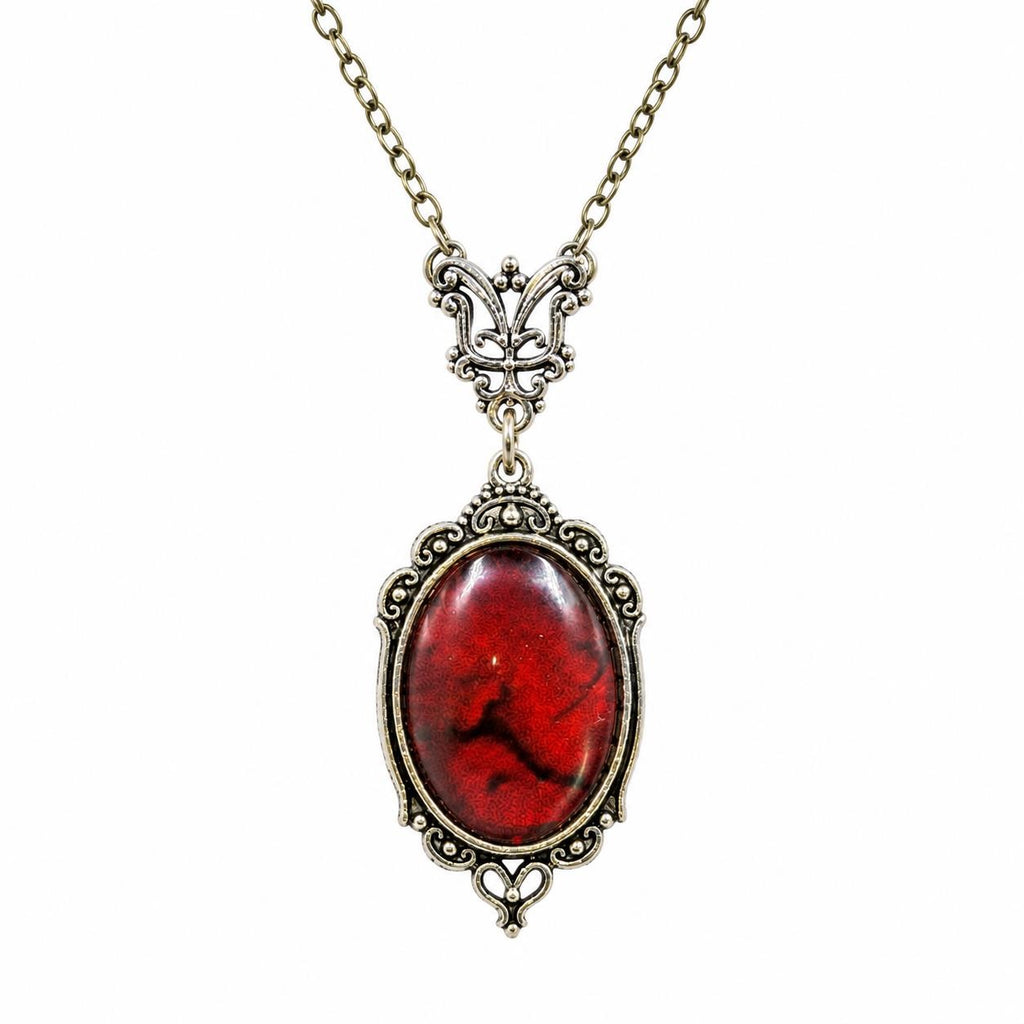 Boho style oversized gemstone pendant necklace with colorful stones, Republic Mercantile jewelry on a chain.