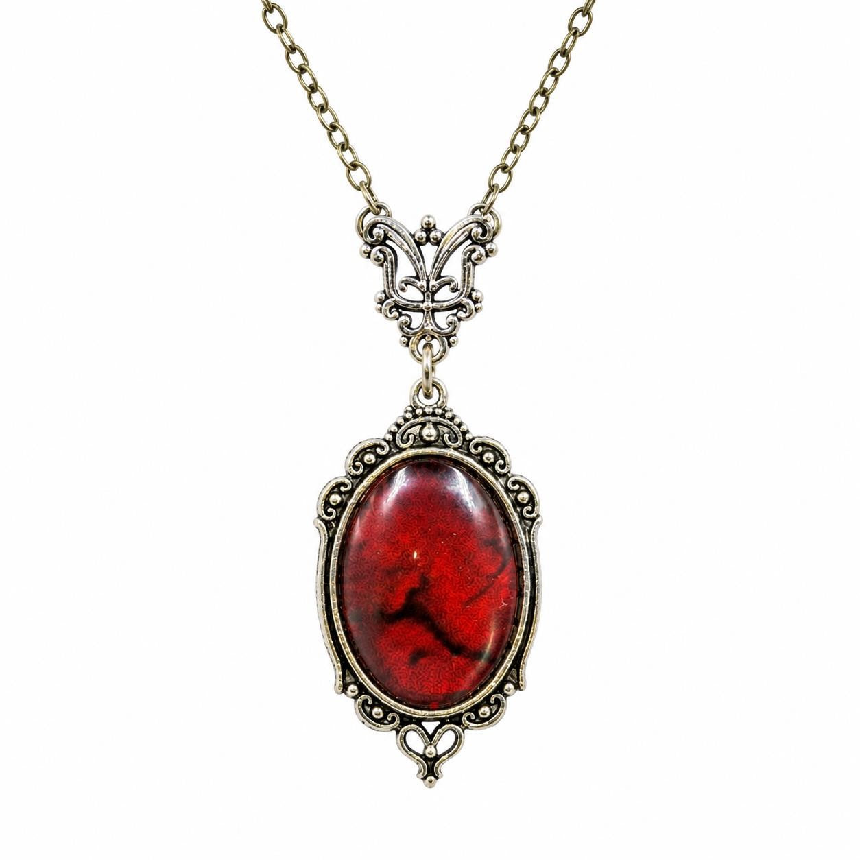 Boho style oversized gemstone pendant necklace with colorful stones, Republic Mercantile jewelry on a chain.
