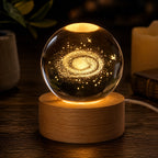 3D Etched Crystal Globe LED Light with USB Display Base
