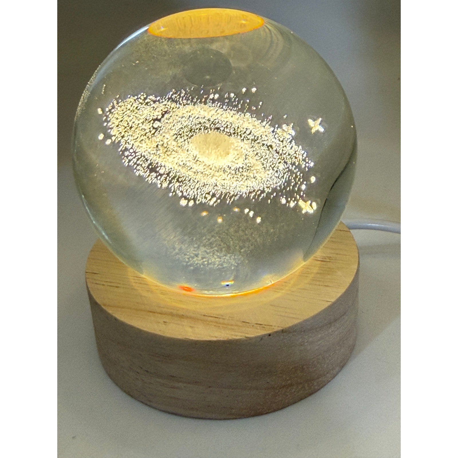3D Etched Crystal Globe LED Light with USB Display Base
