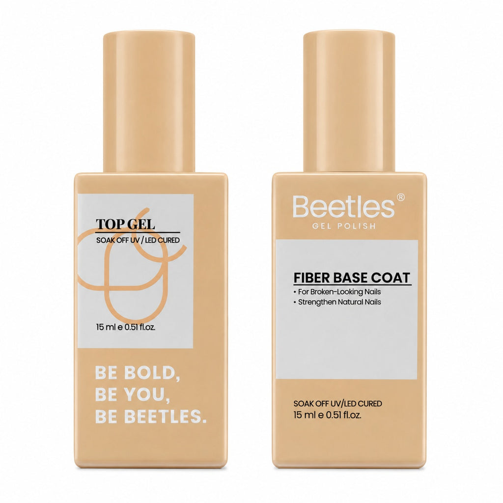 Beetles Fiber Base Coat & Top Gel, 2 pc Set - Clear UV/LED Gel, 15ml each