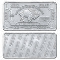 Close-up of a 1 oz .999 fine zinc collectible bar from CMC Mint, showcasing the detailed design and shiny metallic surface.