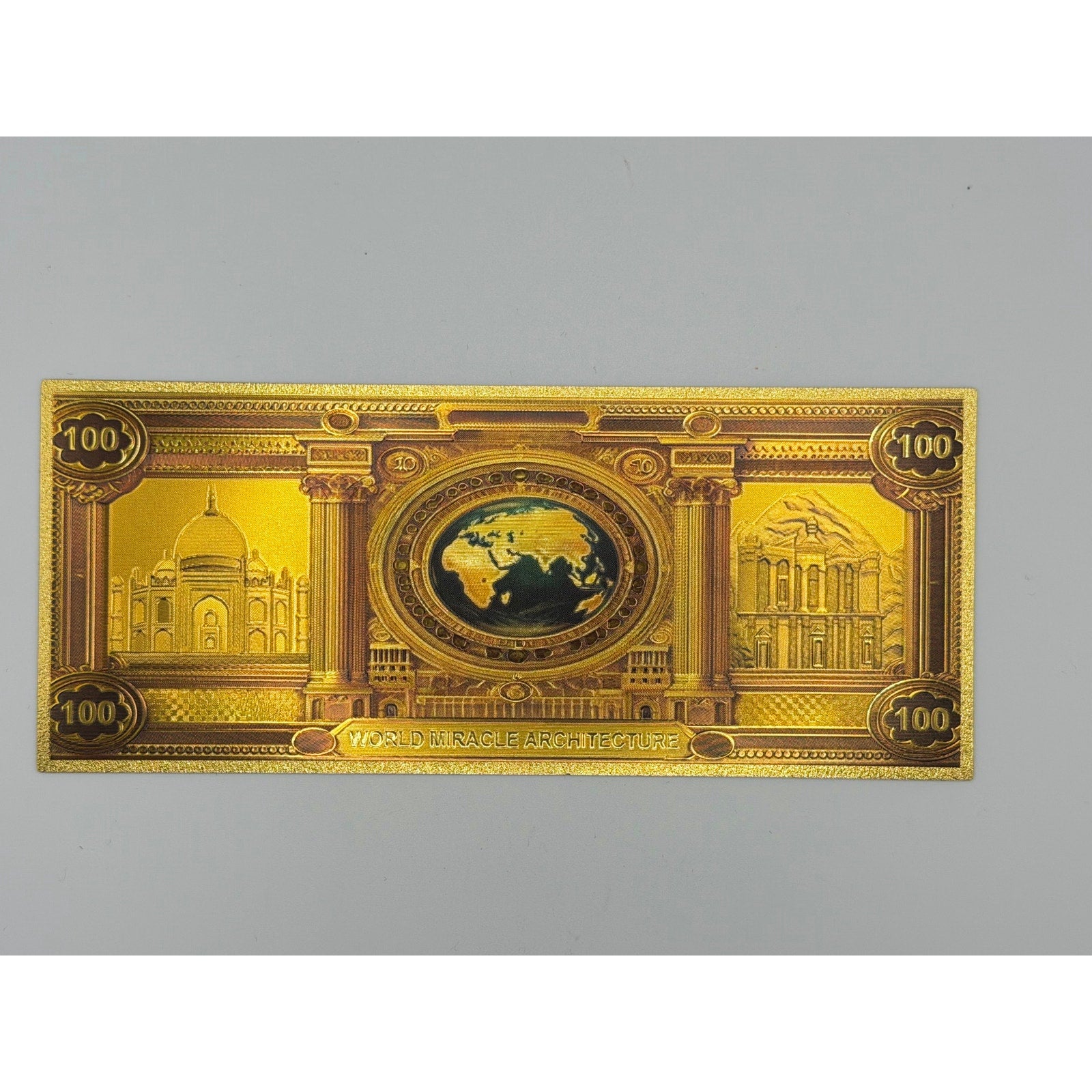 Set of 7 gold foiled novelty notes featuring the 7 Wonders of the World from Republic Mercantile.