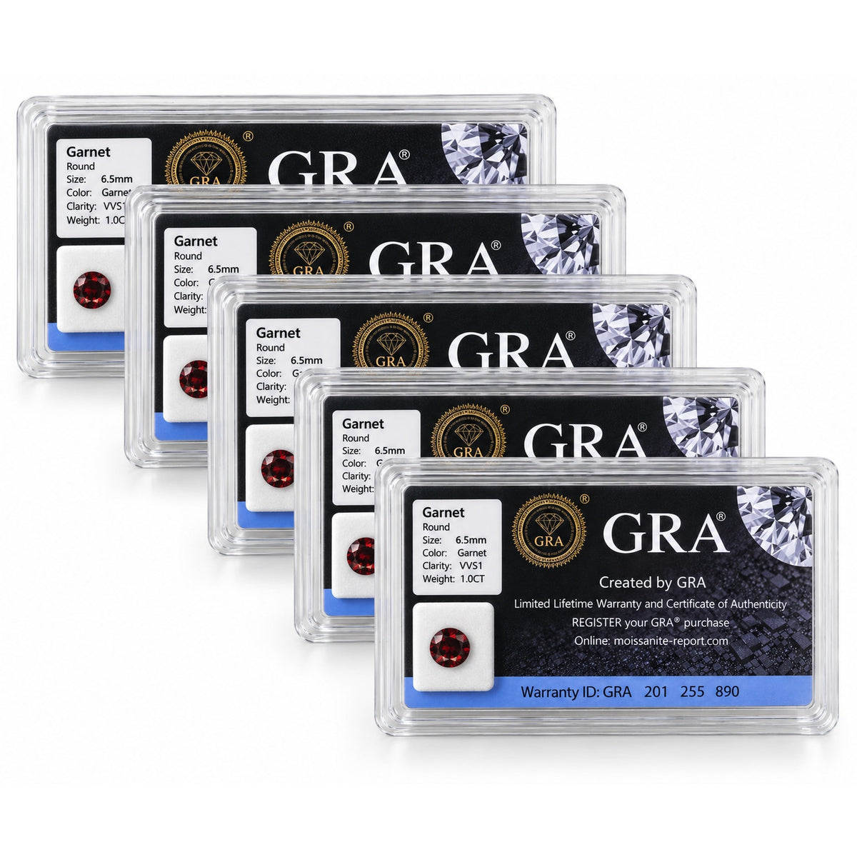 1CT Garnet Moissanite Round 6.5mm VVS1 Loose Gemstone GRA Card & Case Certified