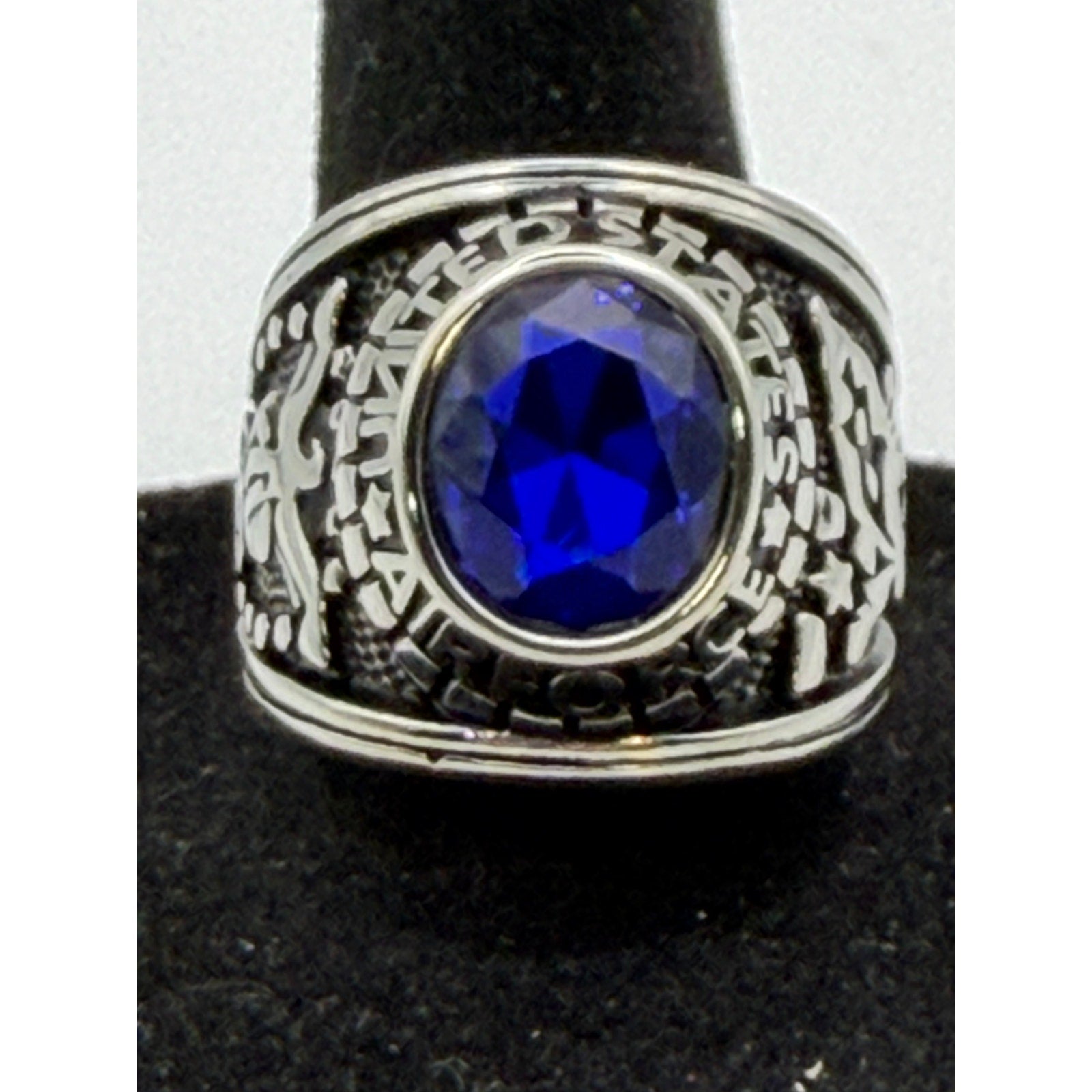 Men's US Air Force signet ring in red, size 11, by Republic Mercantile, featuring Air Force insignia engraved on a polished band.