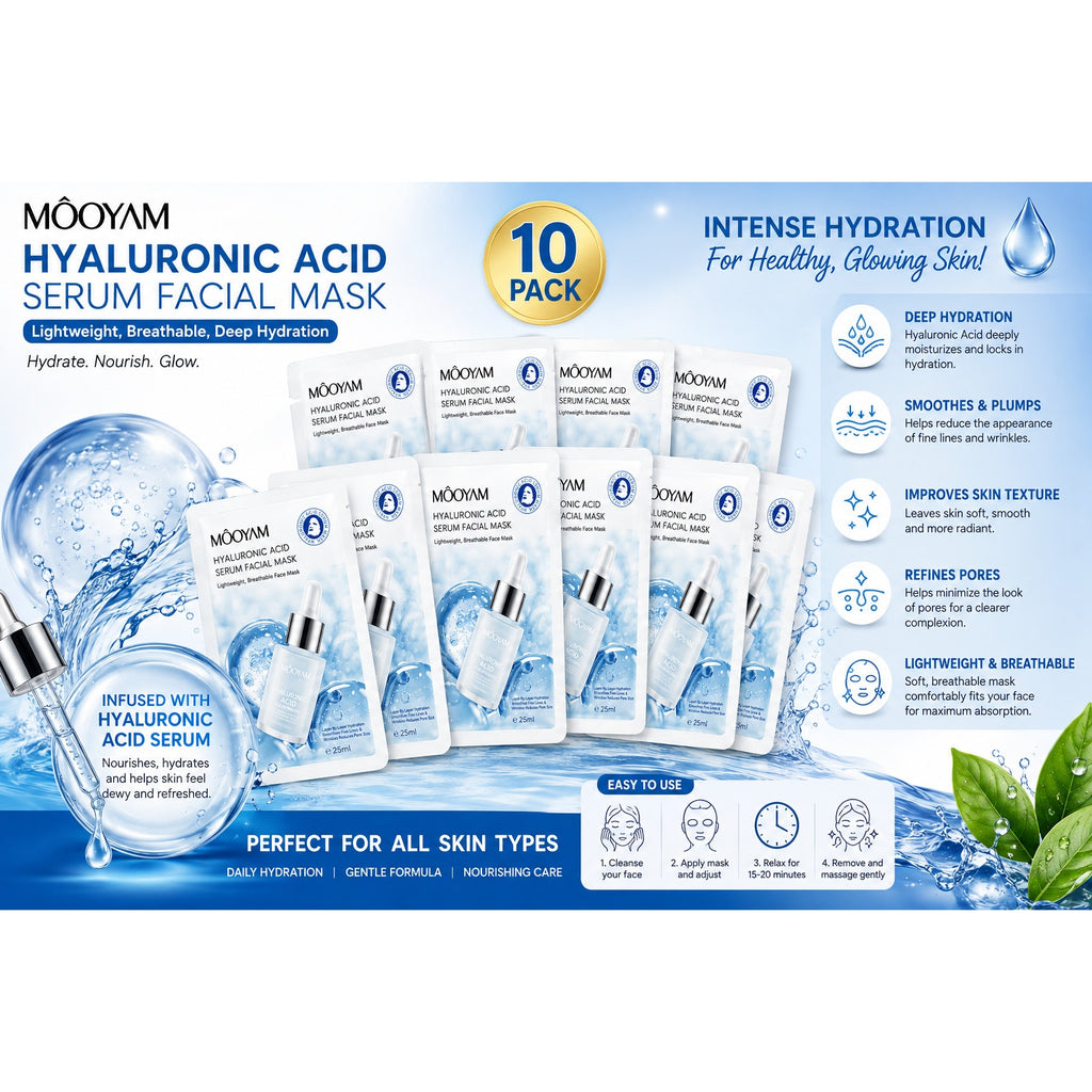 Mooyam Blue Hyaluronic Acid Serum Facial Mask 10-Pack