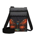 Boho butterfly crossbody bag by Republic Mercantile featuring colorful butterfly embroidery and adjustable strap.