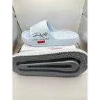 Light blue Vepco Reality cushioned slides for women, size 8 Euro 38-39, showing the comfortable open-toe sandal design.