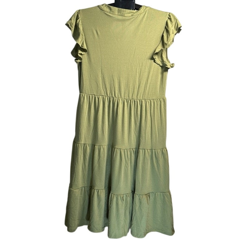 UVN Short-Sleeve Olive Green V-Neck Dress Size M