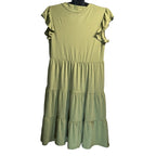 UVN Short-Sleeve Olive Green V-Neck Dress Size M