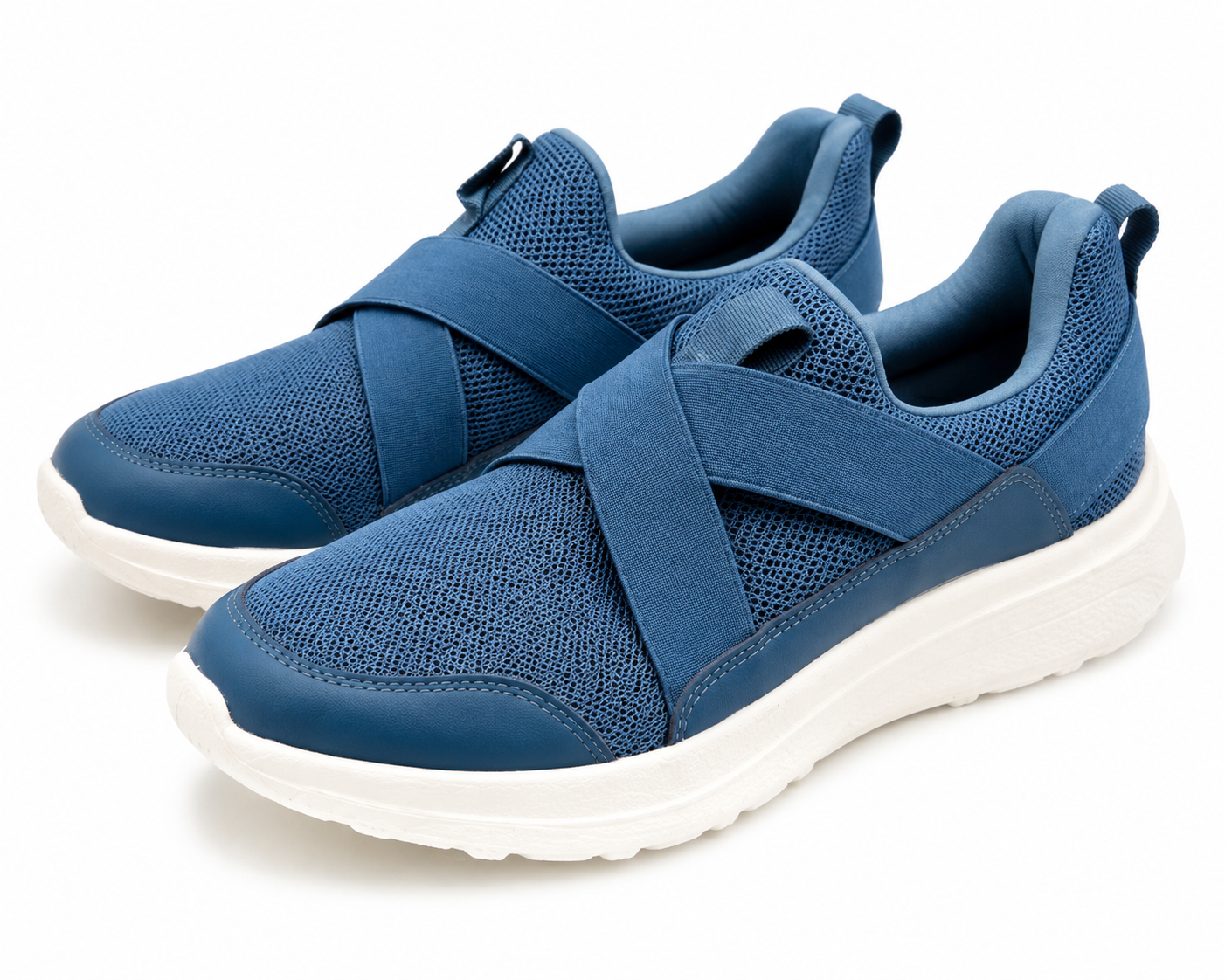 Blue women's athletic slip-on sneakers in size 8, comfortable casual footwear by Generic with a sleek blue design.