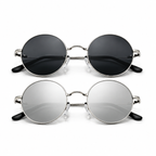 Two pairs of NIEEPA Lennon round sunglasses featuring classic frames and tinted lenses, stylish eyewear for casual wear.