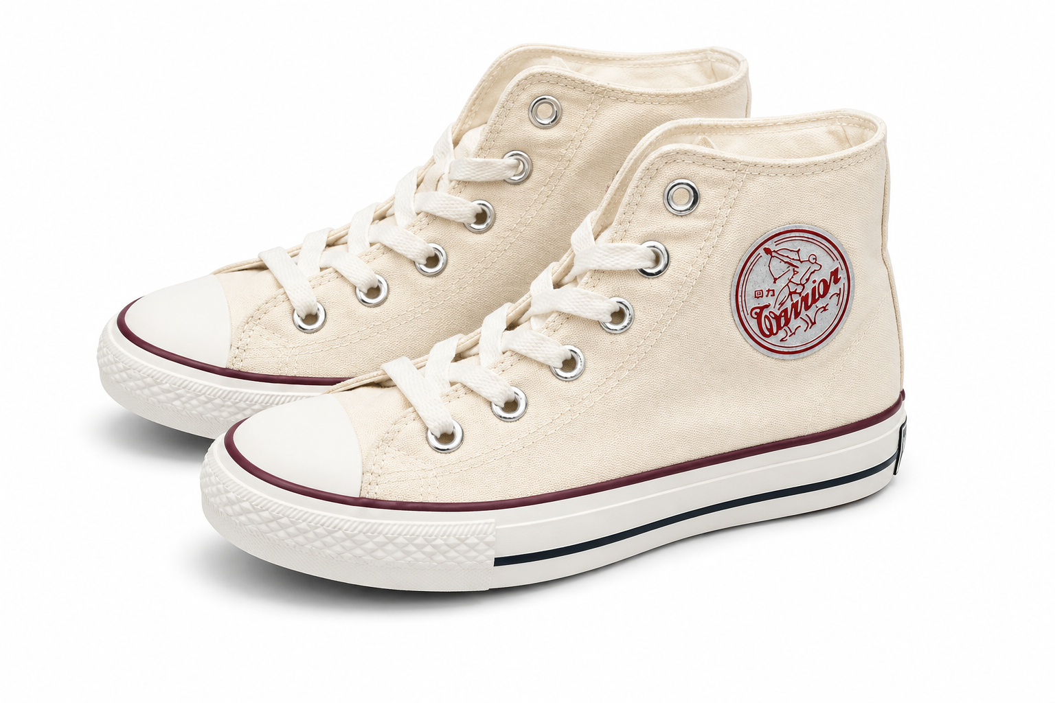 White Warrior Classic high top canvas shoes for ladies, size 6.5, featuring a stylish and casual design.