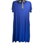 Fantaslook Short-Sleeve Blue Swing A-Line Midi Dress Size XL