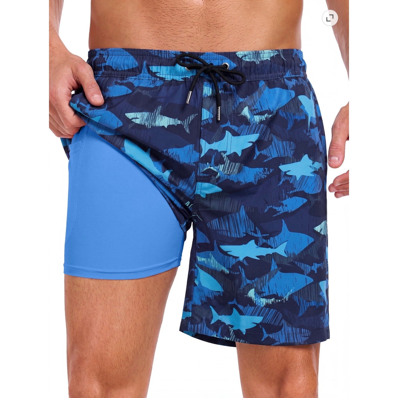 New men's swim trunks from Republic Mercantile, 45-piece wholesale lot, colorful swimwear with various styles and sizes.
