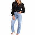 Prettygarden Women's lace blouse with long sleeves, button-up design, casual dressy style, in size XL
