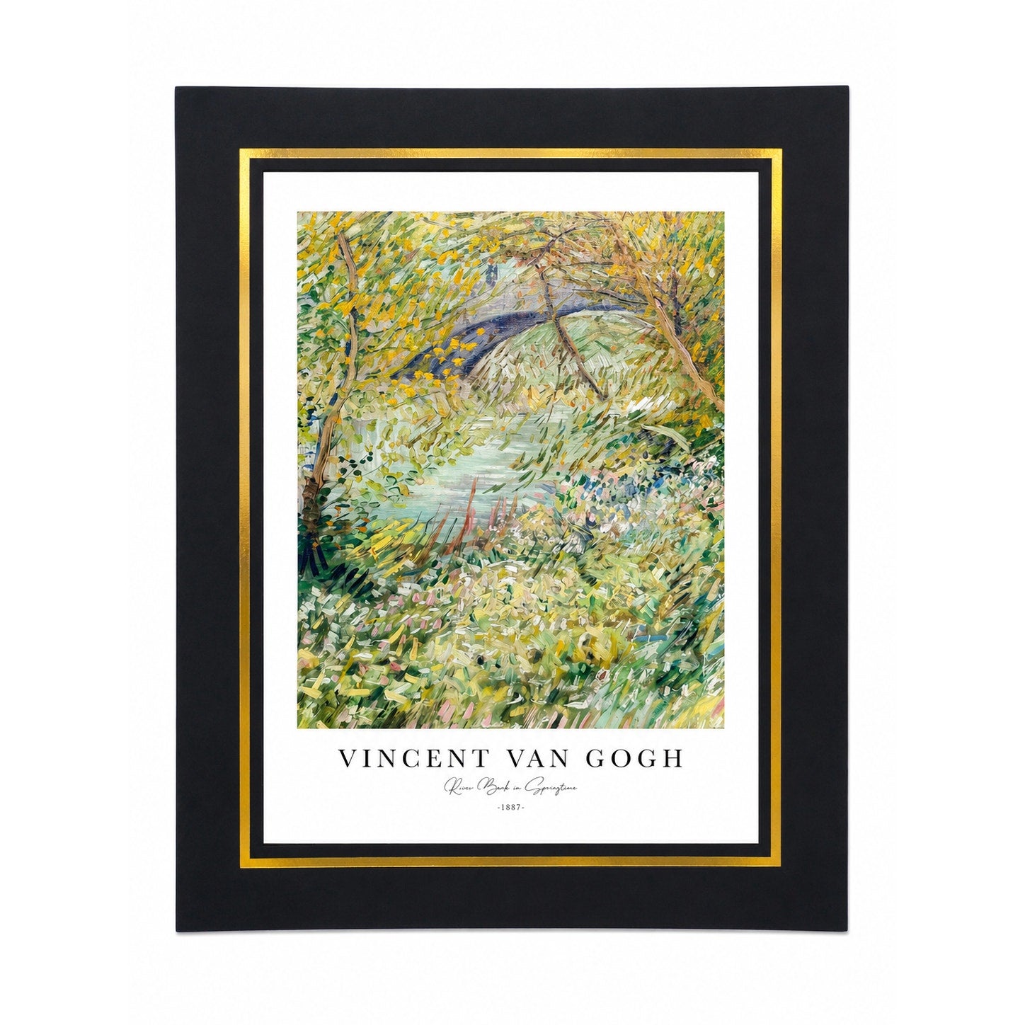 12x16 inch Van Gogh art print on canvas with a 16x20 mat, featuring vibrant colors and detailed brushwork.