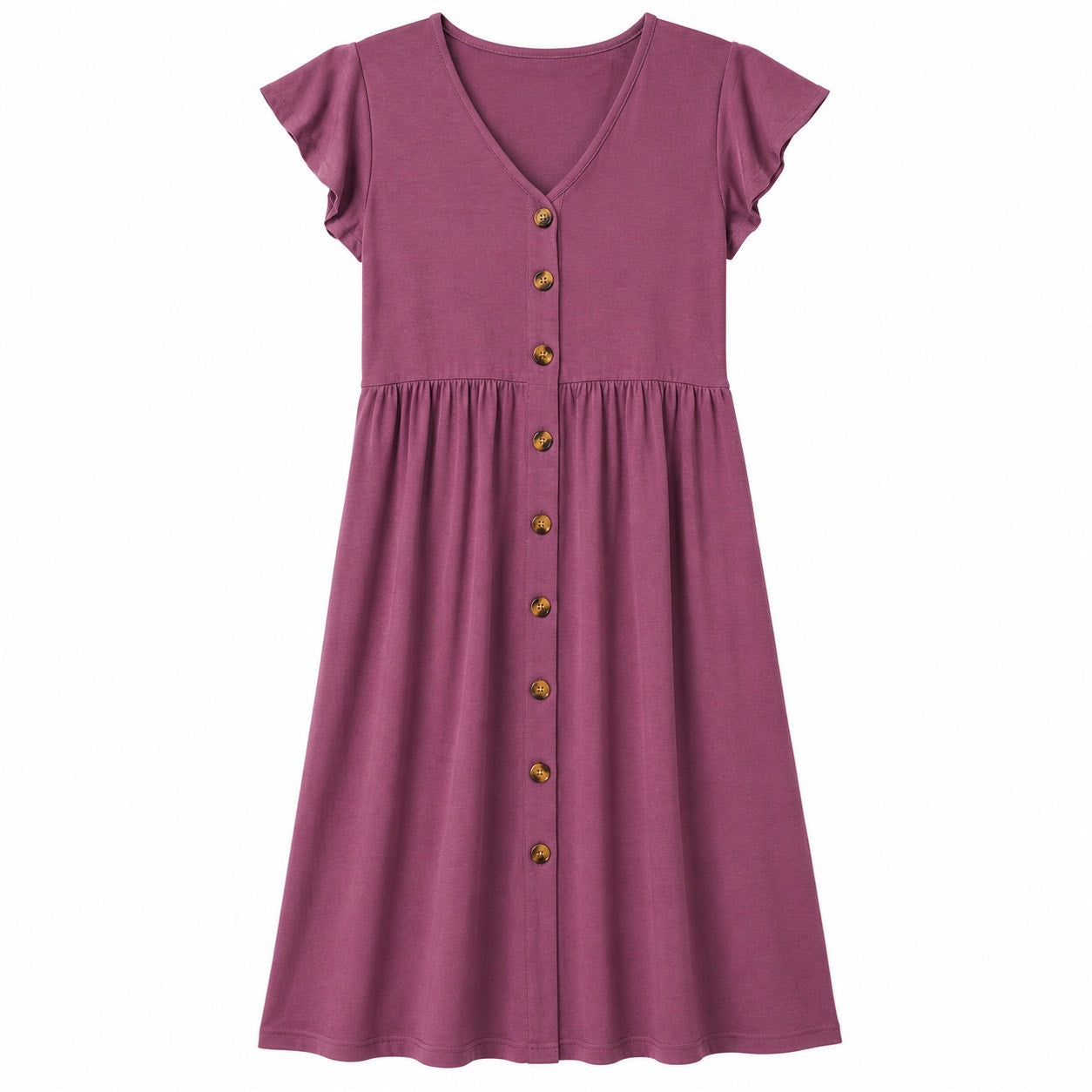 Fantaslook Short-Sleeve Button Dowwn Burgandy Dress Size S