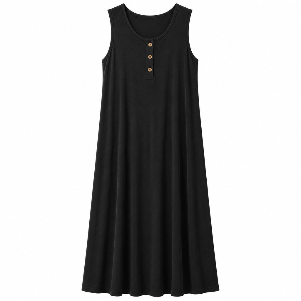 Fantaslook Sleeveless A-Line Maxi Dress in Black Size XL