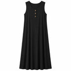 Fantaslook Sleeveless A-Line Maxi Dress in Black Size XL
