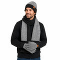4-pc Men's Winterwear Set Beanie, Gloves & Scarf in Gray/Black