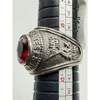 Men's US Marine Corps signet ring in silver with red accents, size 11, featuring detailed Marine emblem and Republic Mercantile branding.