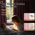 Baby pink nursery blackout curtains by Lajode, 52x84 inch two-panel grommet top window curtains with soft fabric for baby rooms.