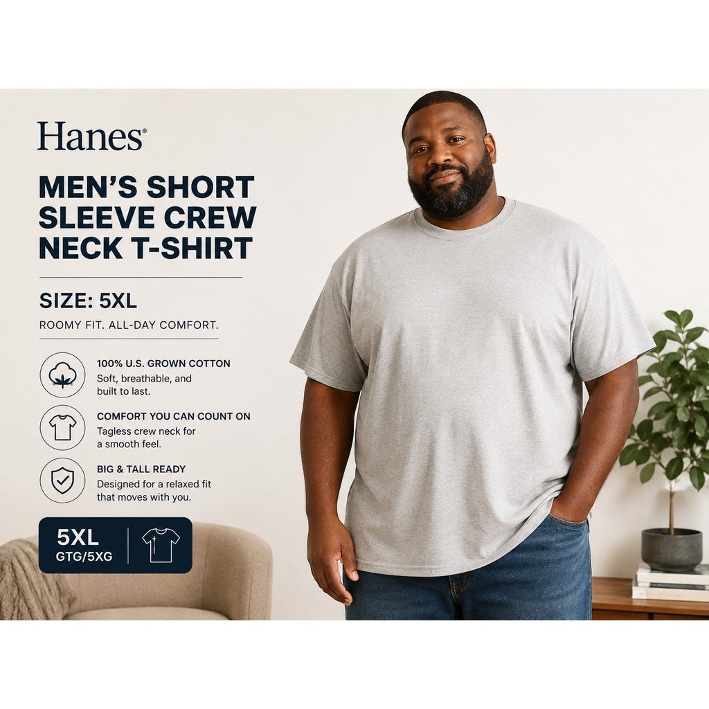 Hanes Beefy-T Gray Heavyweight T-Shirt Size 5-XL
