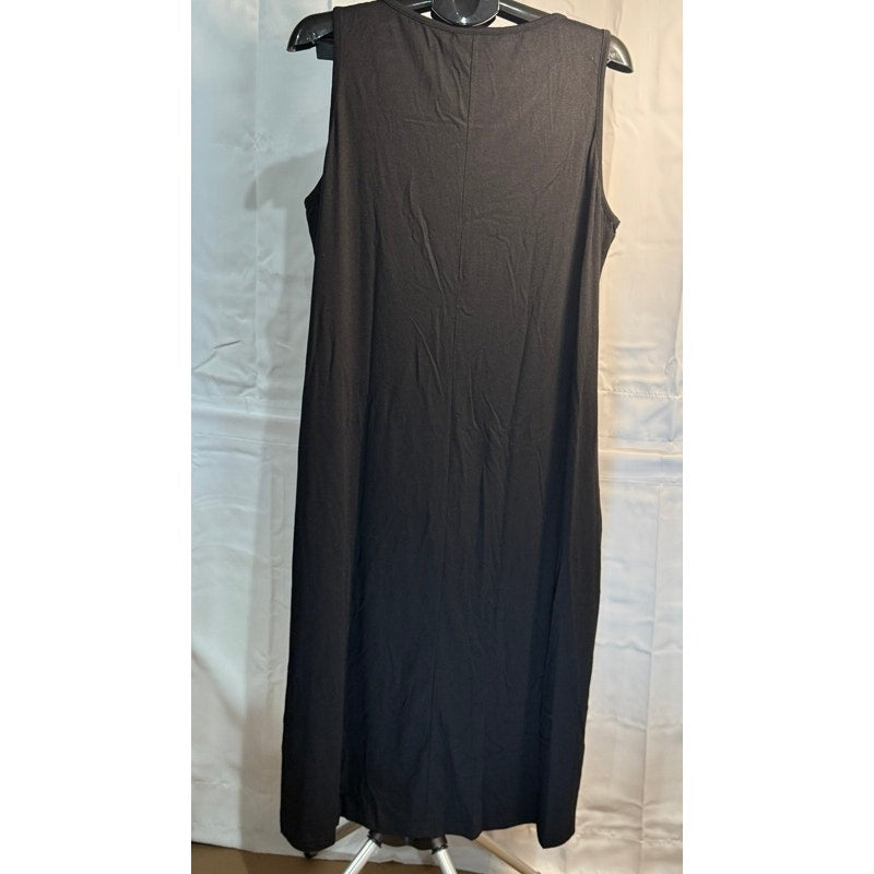 Fantaslook Sleeveless A-Line Maxi Dress in Black Size XL