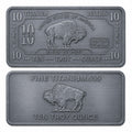 Ten Troy oz .999 Fine Titanium Collectible Bar from CMC Mint, featuring intricate engravings and a sleek metallic finish.